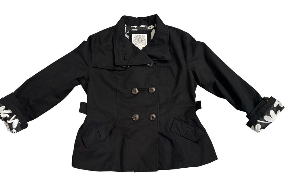 Esprit Black Double Breasted Short Trench Coat Size XL